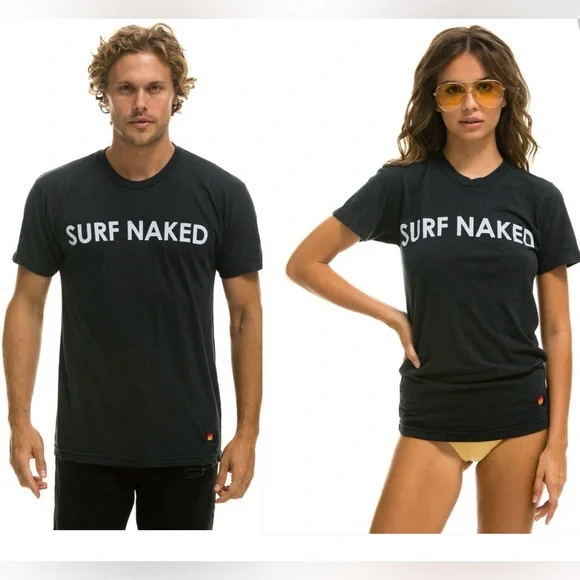 Aviator Nation. Unisex M Surf Naked Tee in Charcoal Gray - Picture 1 of 9